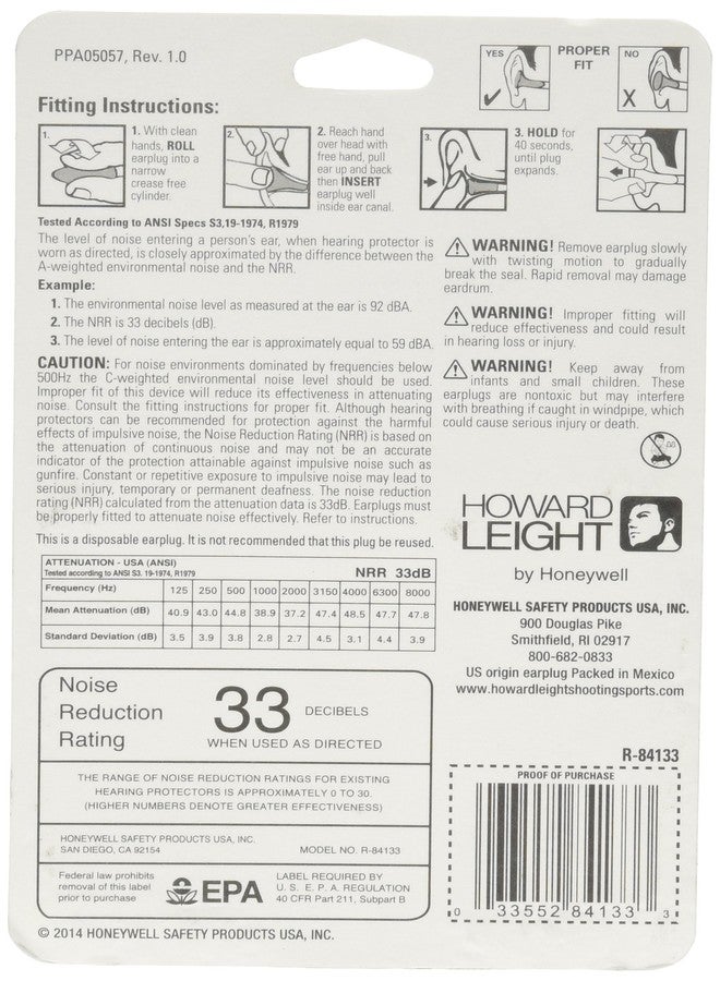 Howard Leight Super Leight Disposable Foam Shooting Earplugs, 5-Pairs (R-84133) - Image 2